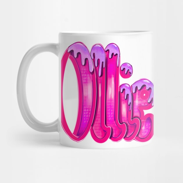 Ollie pink with purple drips first name nickname for Oliver Olivia Olivier Olive Oleg,Olga,Olympia, Ollie by Artonmytee